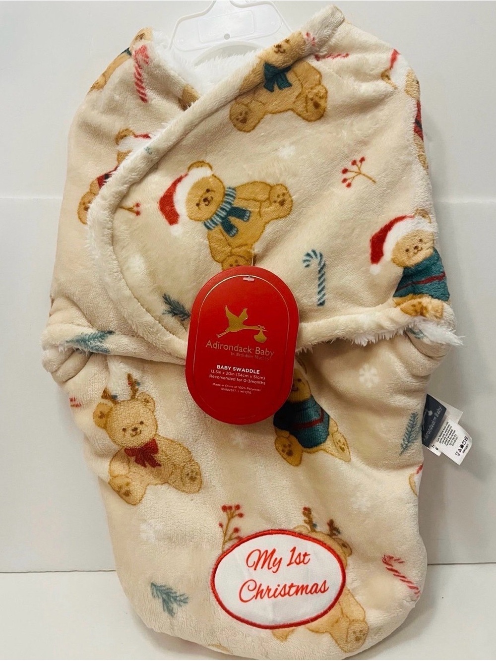 Adirondack Baby by Berkshire Blanket My First Christmas Baby Swaddle Santa Bears
